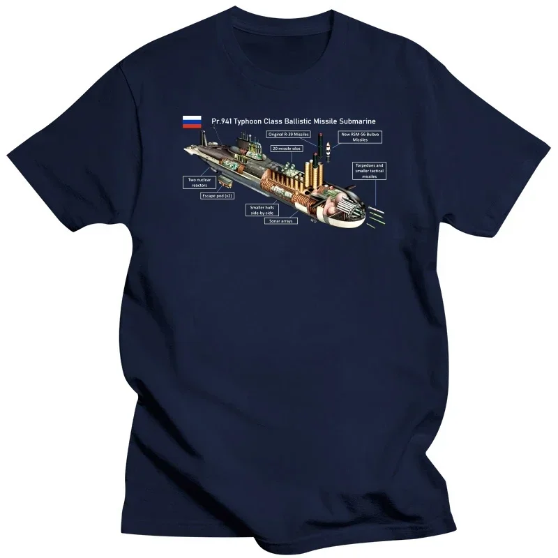 100% Cotton Short Sleeve O-Neck T-shirt Casual Mens Top Soviet Pro 941 Typhoon Class Ballistic Missile Submarine T Shirt. New