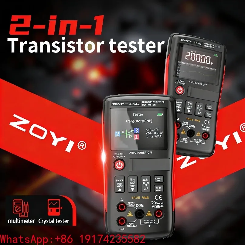 ZT-XT1 2-in-1 LCR Digital Multimeter & Transistor Tester, for Voltage Resistance Diode Continuity Testing
