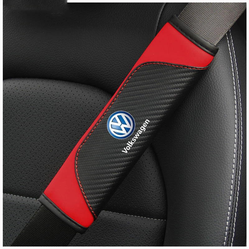 2Pcs Breathable Car Seat Belt Cotton Safety Belt Shoulder Protection Cover For Volkswagen VW GOLF CC Polo Tiguan CADDY PASSAT