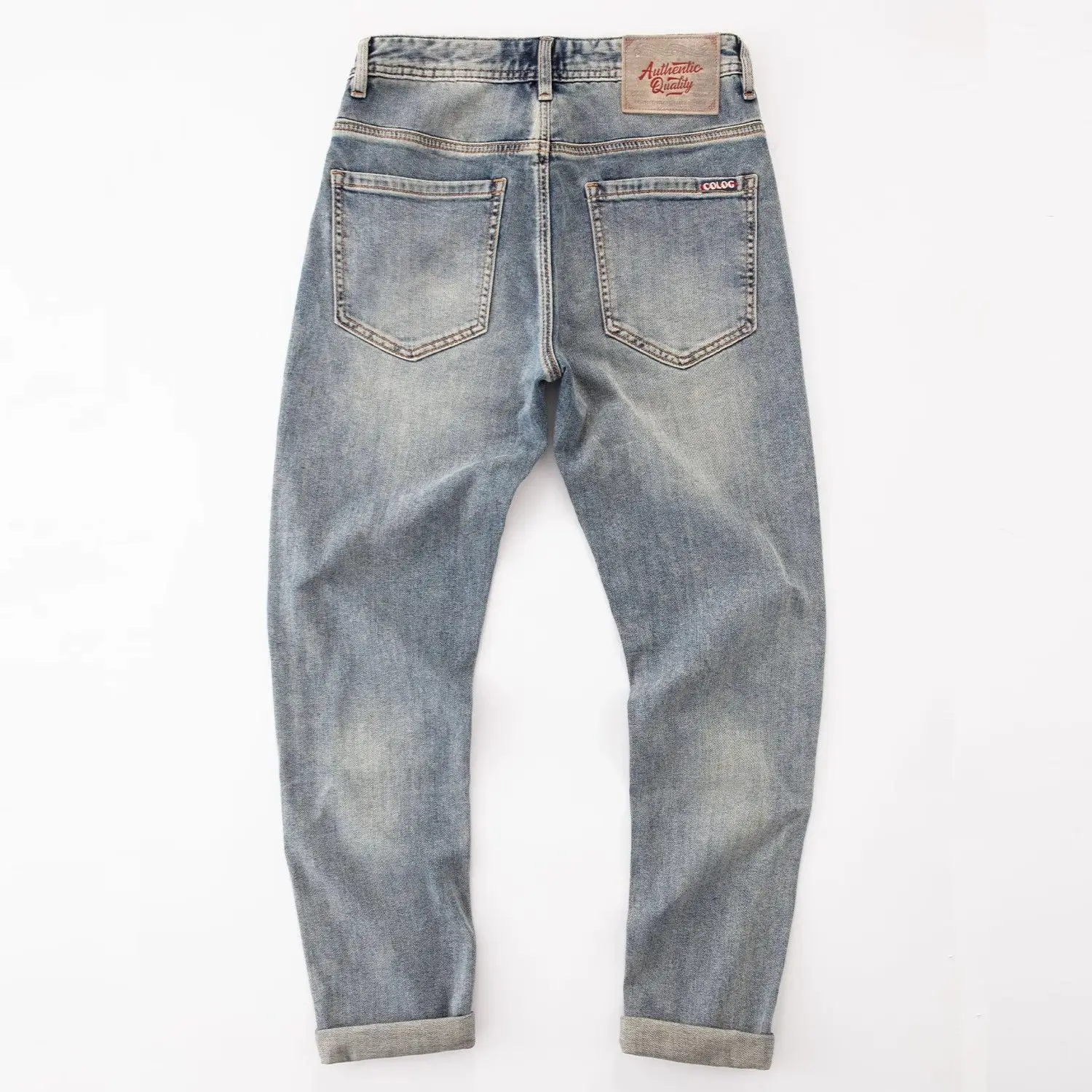 New Washed Light Blue Polished Cargo Jeans Men's Summer American Trendy Brand Small Straight Retro Casual Youth Trousers
