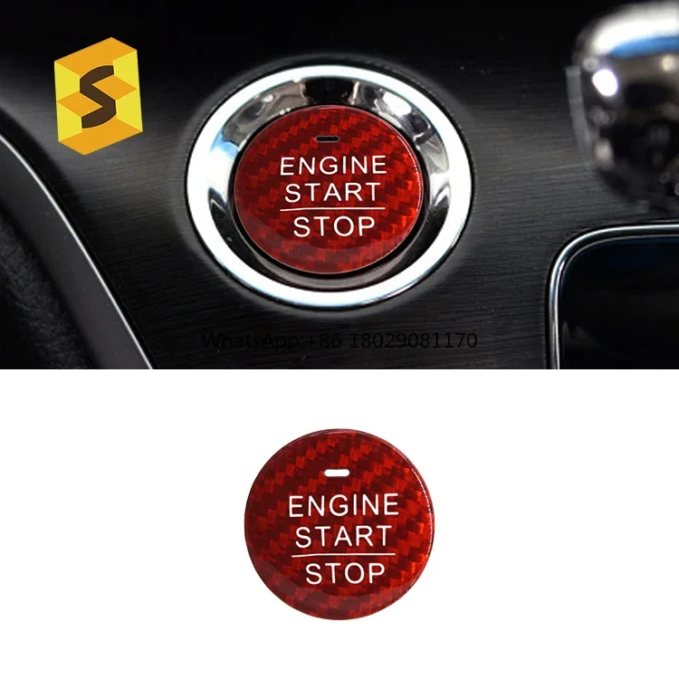 ฝาครอบกระดุม Start STOP Engine mobil คาร์บอนไฟเบอร์สำหรับฮอนด้า