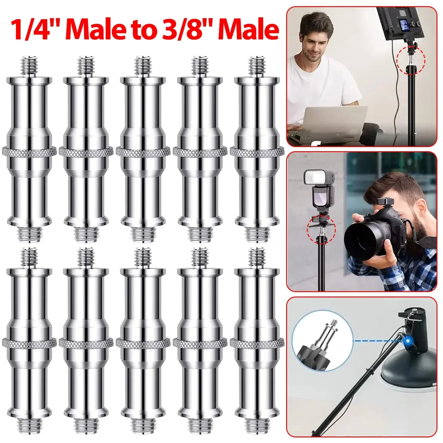 3/8 to 1/4 Adapter Thread Screw For Light Stand Tripod Photo Studio Kits Mount Ball Head 1/4