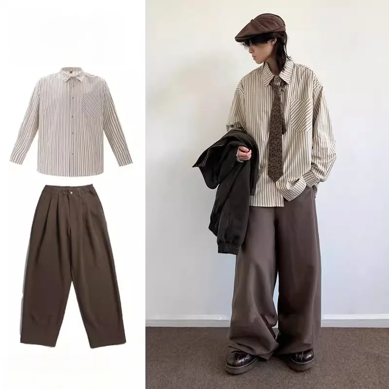 

Мужской и женский комплект в клетку: осенний винтажный повседневный костюм в стиле колледж, двухсоставный, из полиэфирного волокна