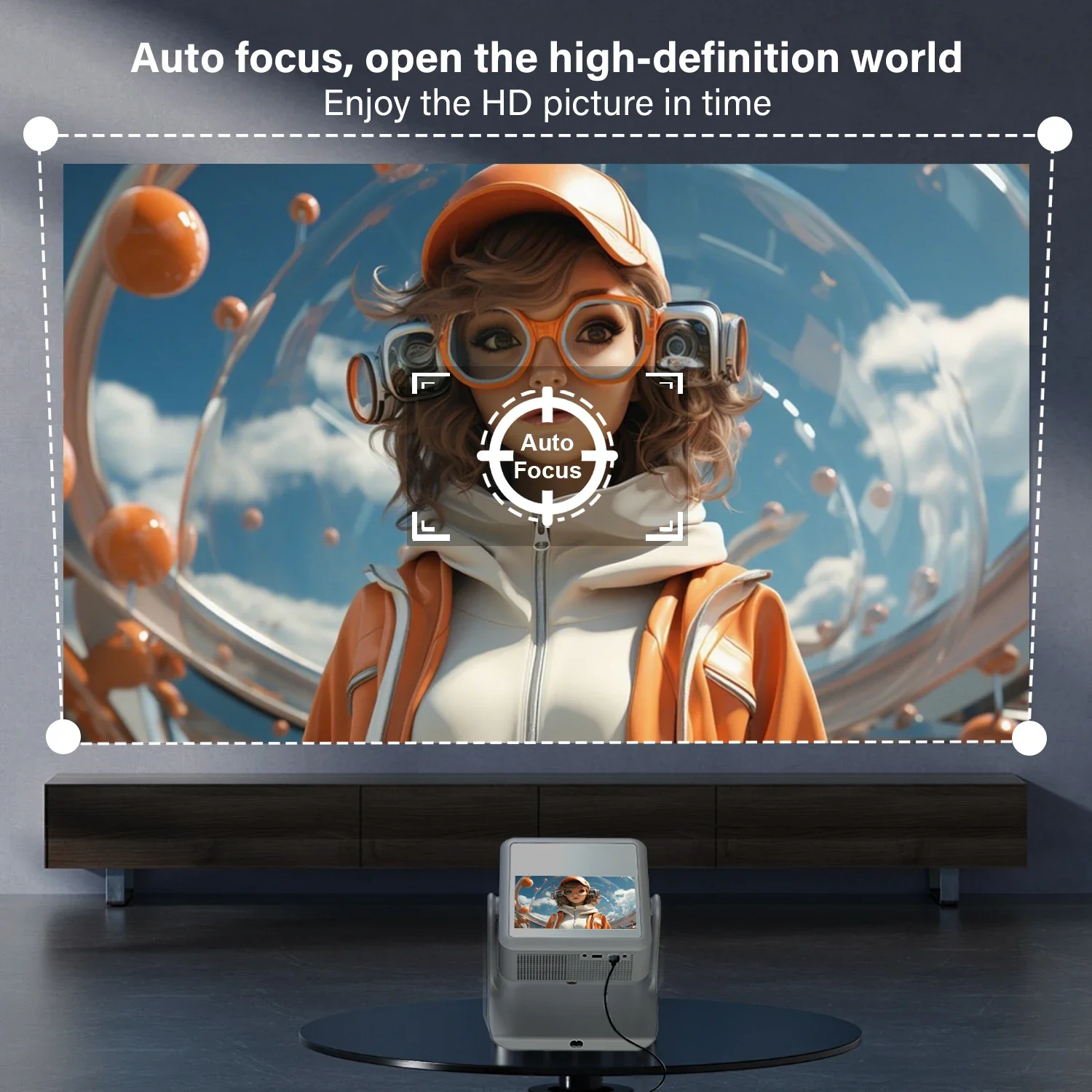 YouTube Prime videoprojector 8 '' touchscreen 4K 1080P WiFi Bluetooth Android iOS Mirroring 180 °   Flip HDMI USB Karaoke 30-300''