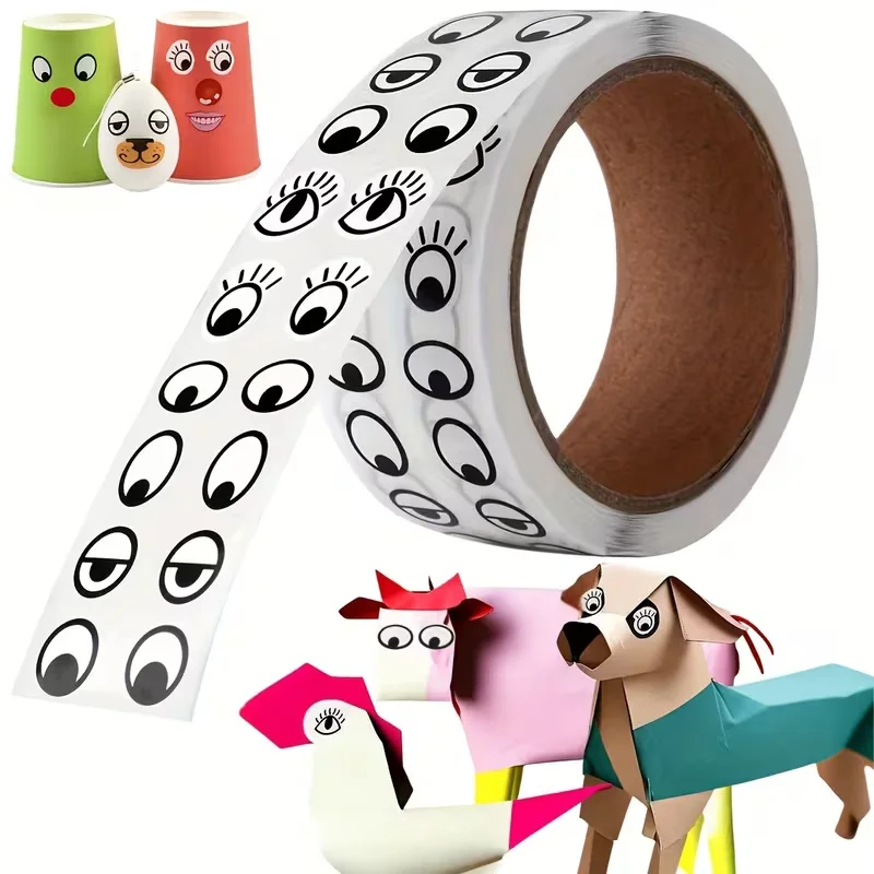 1 Roll Eyes Stickers Self-Adhesive Eye Decals for Crafts Home Decor Easter Halloween Thanksgiving Christmas Party Gifts