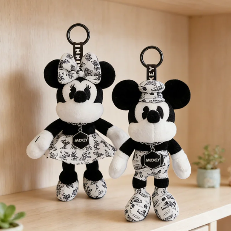 Disney New Model Mickey Cute Cartoon Periphery Plush Toy Cool Girl Keychain Minnie Fun Doll Backpack Package Hanging Couple Gift