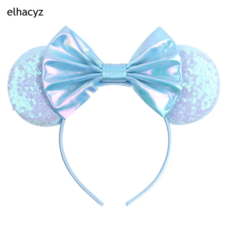 2024 Chic Disney Embroidery Sequin Minnie Ears Headband DOT Bow Hairband Girls Women Party Head Wear Kids DIY Hair Accessories