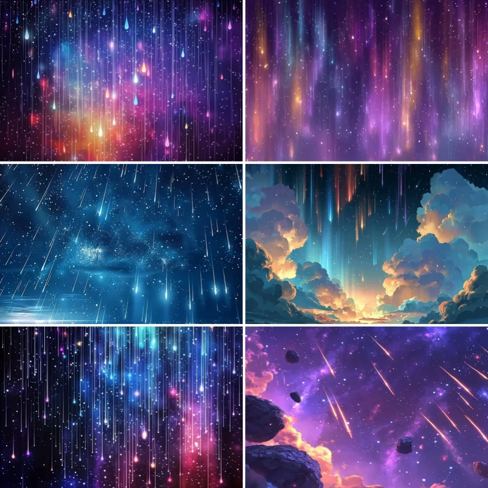 Meteor Rain Theme Backdrop Dreamy Universe Sky Astronomy Party Decoration Background Students Dreamy Space Photo Booth Banner