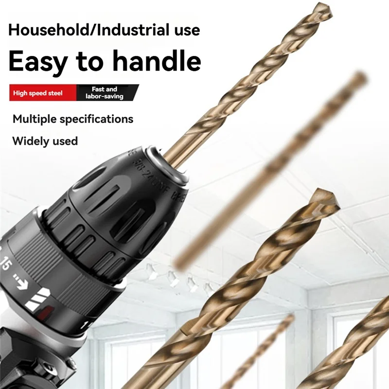 AB15-10PCS Set di punte elicoidali M35 4.0Mm Punta da trapano per fori HSS a 3 bordi per la perforazione di metalli in legno di acciaio inossidabile