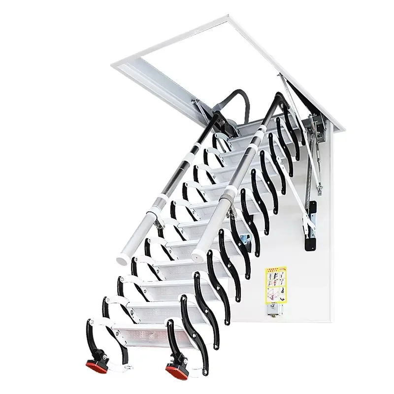 STLF Convenient Attic Loft Retractable Wall Stairs Telescopic Pull Ladder Carbon Steel 300kg Load Capacity 12.5ft Extended