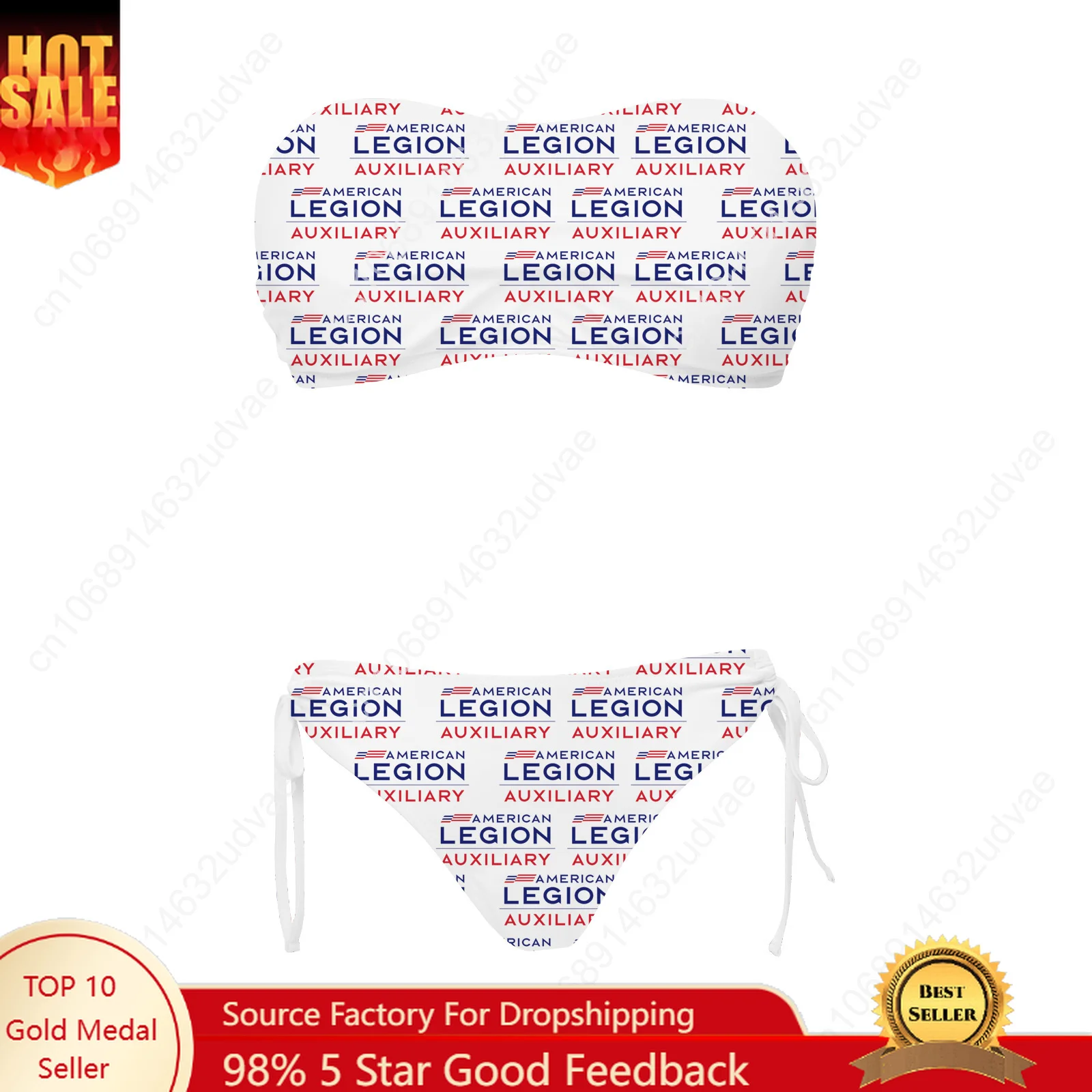 

American Legion Logo Swimsuit Womens Drawstring Two Piece Set Bathing Suits Personalized Swimwear Bikini Customize Beachwear