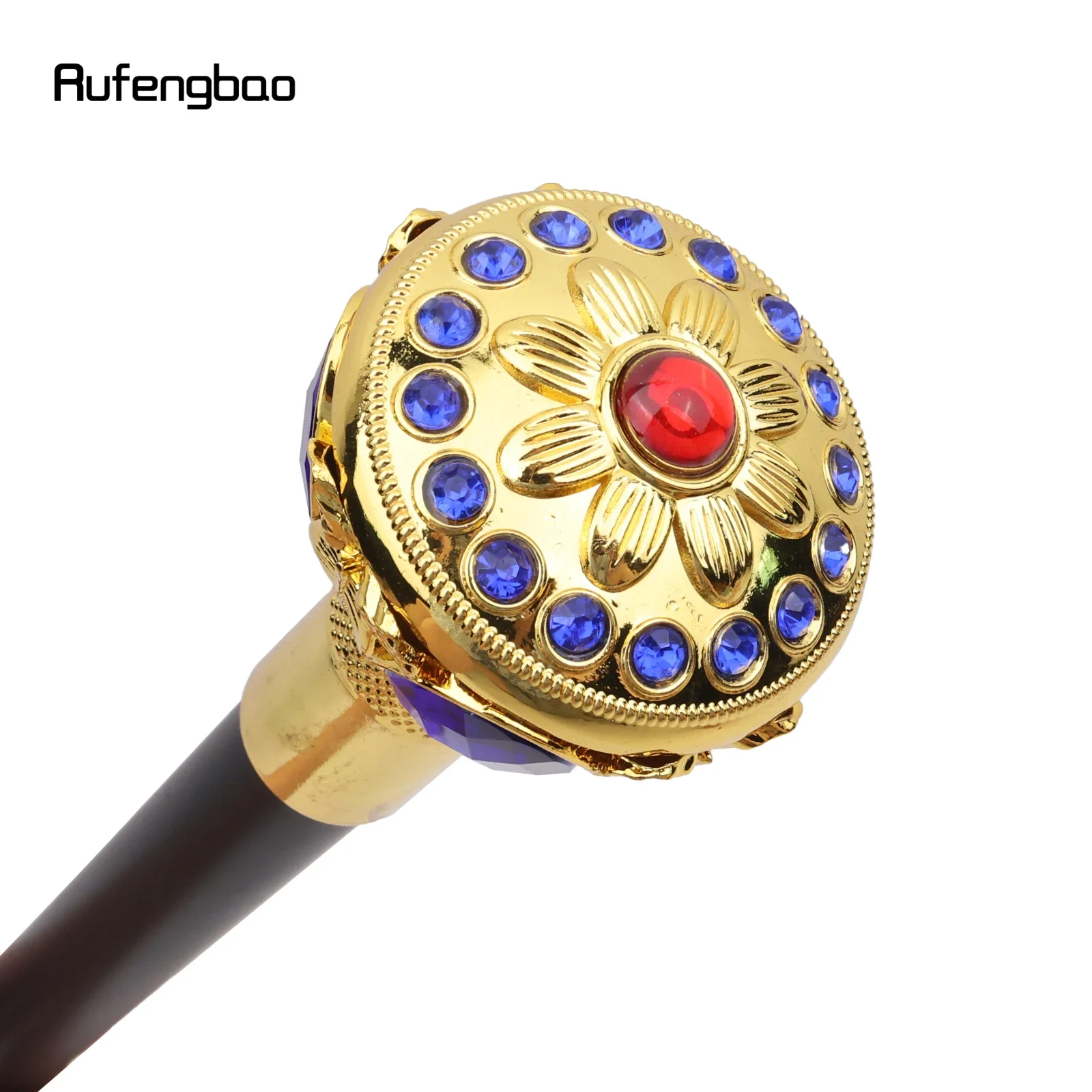 Golden Blue Flower Ball Fashion Walking Stick Decorative Stick Cospaly Vintage Party Fashionable Walking Cane Crosier 91cm