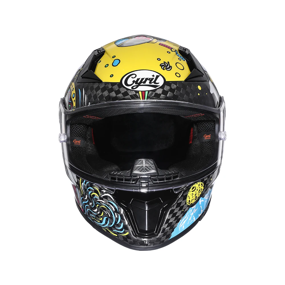 Full Face Motorcycle Helmet, Carbon Fiber Tail Wing Multiple Gear Adjustment, Unisex Helmet DOT ECE Approved