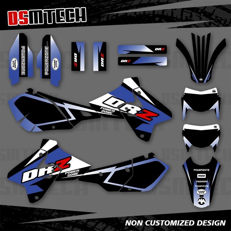 

DSMTECH для SUZUKI DRZ400 SM S E DRZ 400 SM S E 2000-2020 полная графика наклейки мотоциклетный фон индивидуальный номер 001