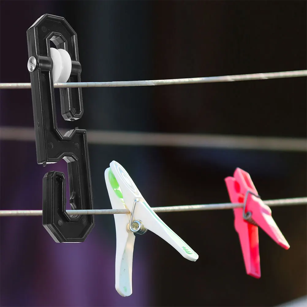 

2pcs Clothesline Separator Rolling Spreader Aluminum Plastic Pulley for Outdoor Travel Laundry Line Tightener Portable