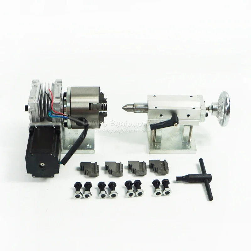 Rotary Axis Extend Axis The 4th Axis with 80mm 4-Jaw Chuck 71mm Center Height for Wood/metal CNC Router Milling Machine