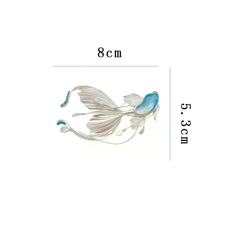 لطيف كريستال الأسماك البيضاء بروش أنيقة الراقية حالمة الفاخرة أعماق البحار حورية البحر بروش النساء الملابس والاكسسوارات مجوهرات فريدة من نوعها #5