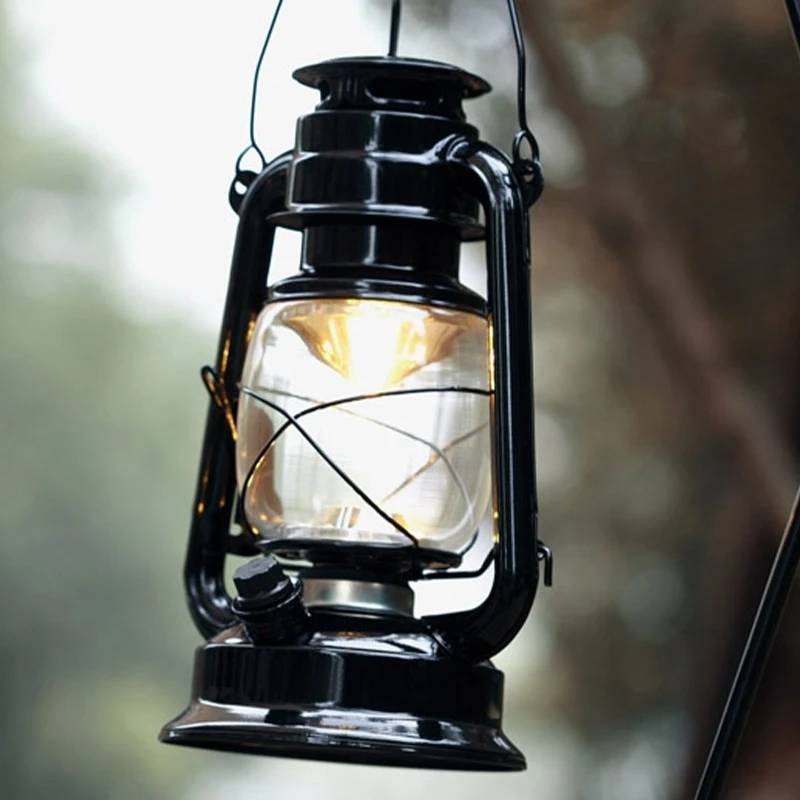 rechargeable lantern kerosene lamp old oil lamp vintage portable retro LED outdoor lighting camping tent lamp.