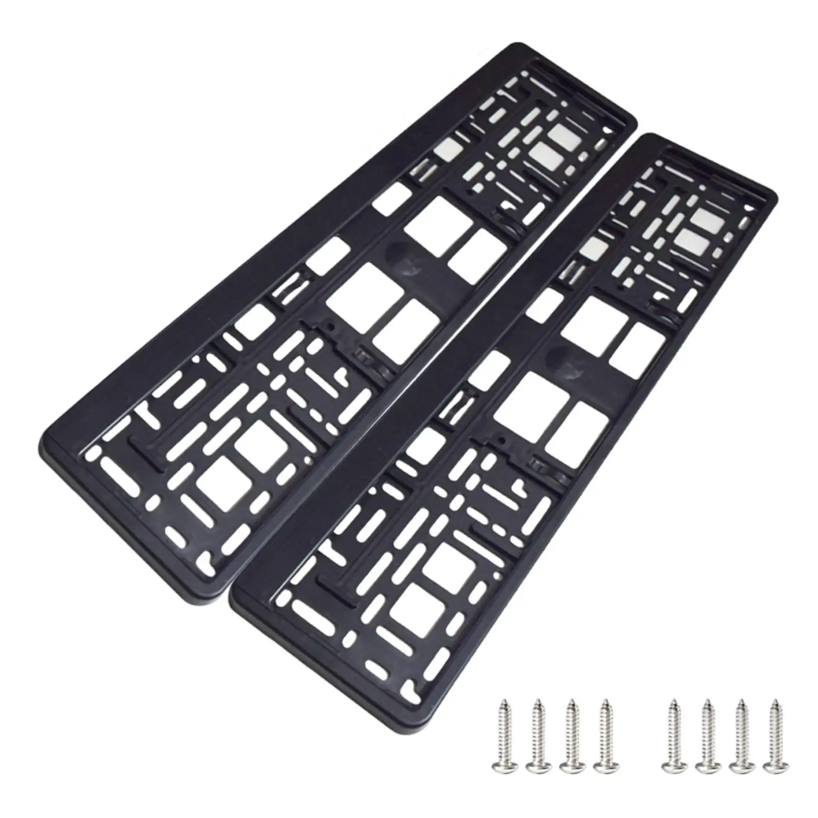 

2 Pieces EU Car License Plate Frame Black High Performance Professional Sturdy Replacement with Screws Accessories Decorative