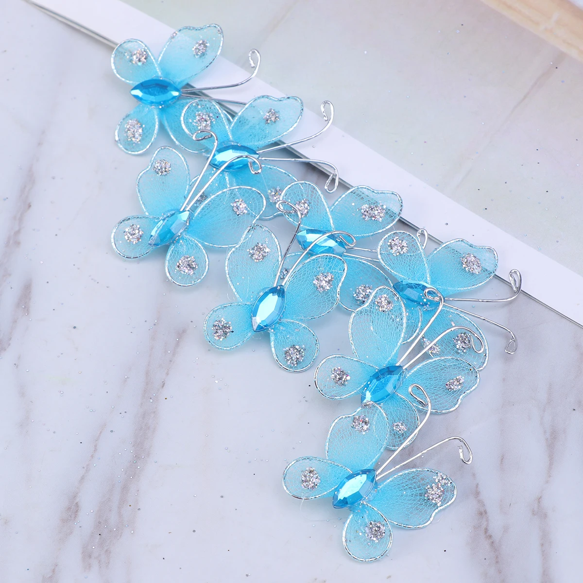

50Pcs Sky Blue Simulation Butterfly DIY Wedding Decoration Wired Mesh for Home Office Party Photography Background