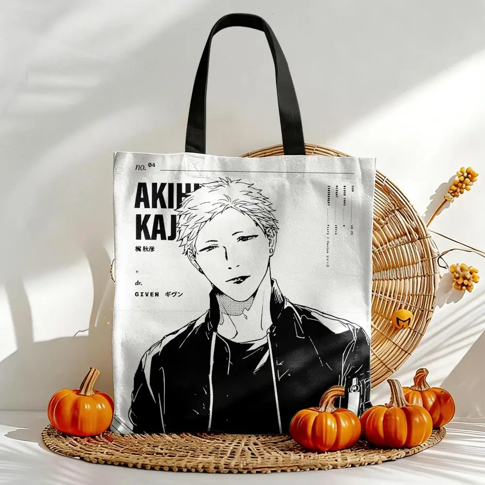 Bolsas de Almacenamiento Given Sato Mafuyu Kaji Akihiko, Bolsa de Lona Versátil con Estampado a Doble Cara, Bolsos de Mano Duraderos para Uso Diario y Compras