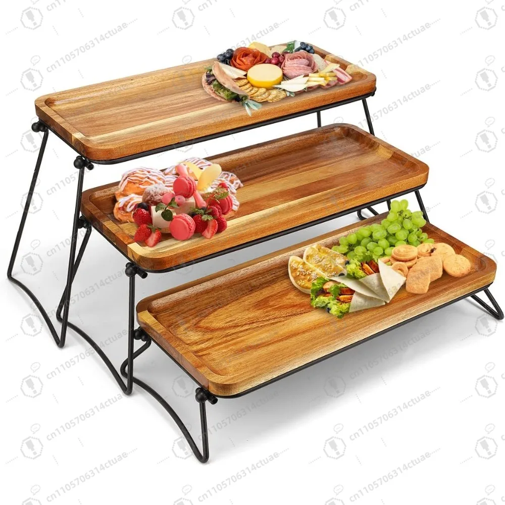 

Versatile 3-Tier Cupcake Stand, Acacia Wood Serving Tower for Desserts, Cheese & Charcuterie Display, Rustic Party Decor