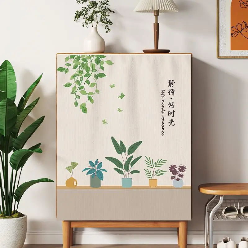 VIKAMA Cabinet Cover Curtain Dustproof No Drill Self Adhesive Bookcase Divider Drape for Closet Storage