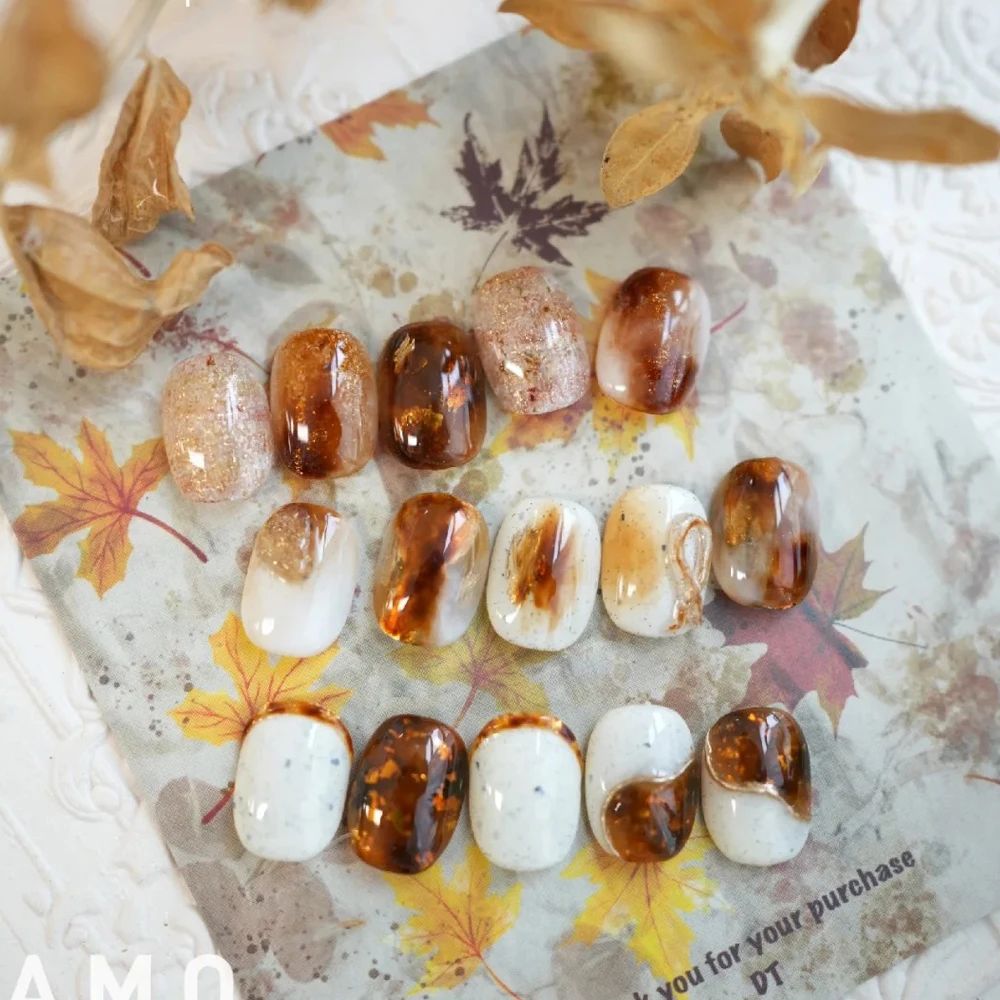 Esmalte de uñas de Gel de otoño ámbar de Jade, 5g/1 tarro, translúcido, naranja, marrón, degradado, puesta de sol, arte de uñas en Gel, ámbar, esmalte de uñas en remojo