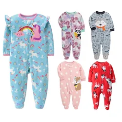 0-12Months Newborn Infant Baby Romper Fall Winter Fleece Warm  Animal Overalls Baby Boys Girl Sleepsuit Babe Jumpsuit