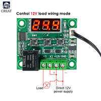 W1209 Red Blue LED Digital Thermostat Temperature Control DC 5V 12V 24V Thermometer Module + NTC Waterproof Sensor Wire