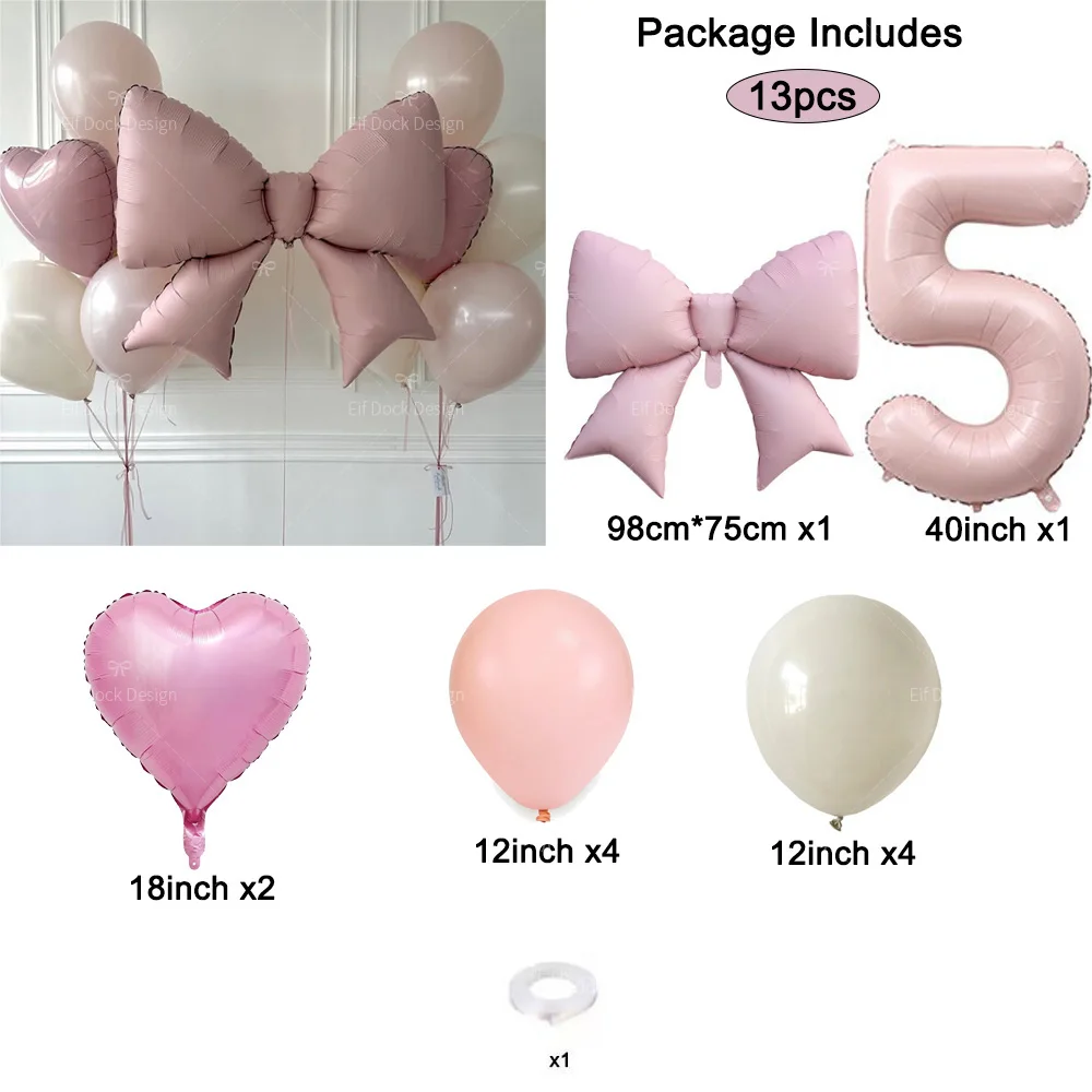 1 مجموعة الوردي القوس القلب بالونات الوردي الفضة عدد 1-9 احباط بالون للفتيات حفلة عيد ميلاد الزفاف المشاركة هدايا المناسبات