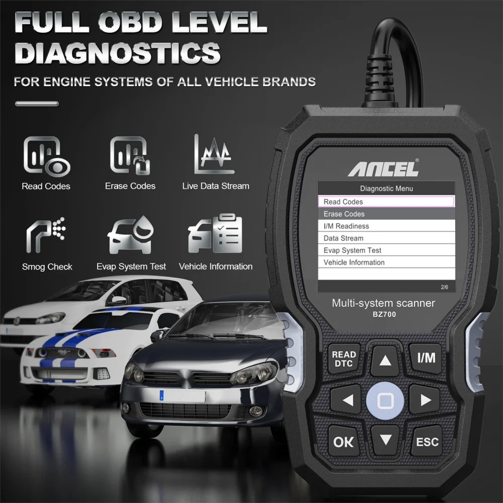 ANCEL BZ700 OBD2 Scanner Engine OBD Code Reader For Benz Full System Diagnostic Tool Reset Service Automotive Scanner