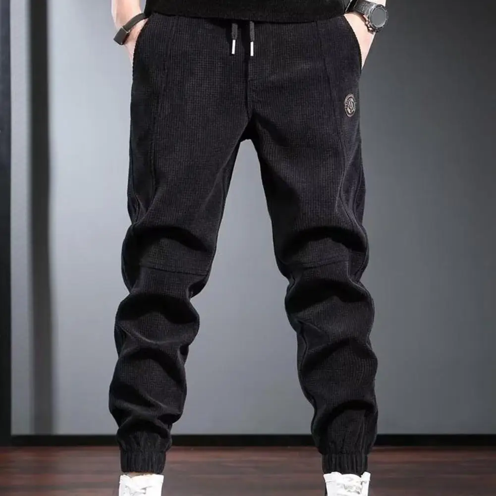 Cold Weather Sweatpants Thick Plush Drawstring Men's Sweatpants with Elastic Waist Ankle-banded Streetwear Soft Warm for Sports