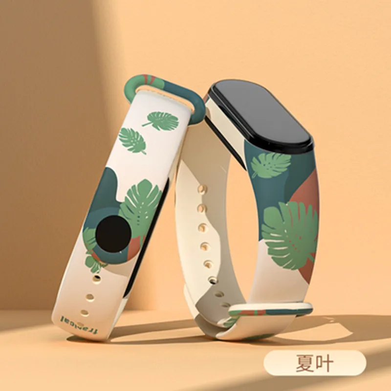 Bracelet de rechange en Silicone pour Xiaomi Mi Band 6, 5, 4, 3, NFC, motif imprimé aquarelle, pour montre