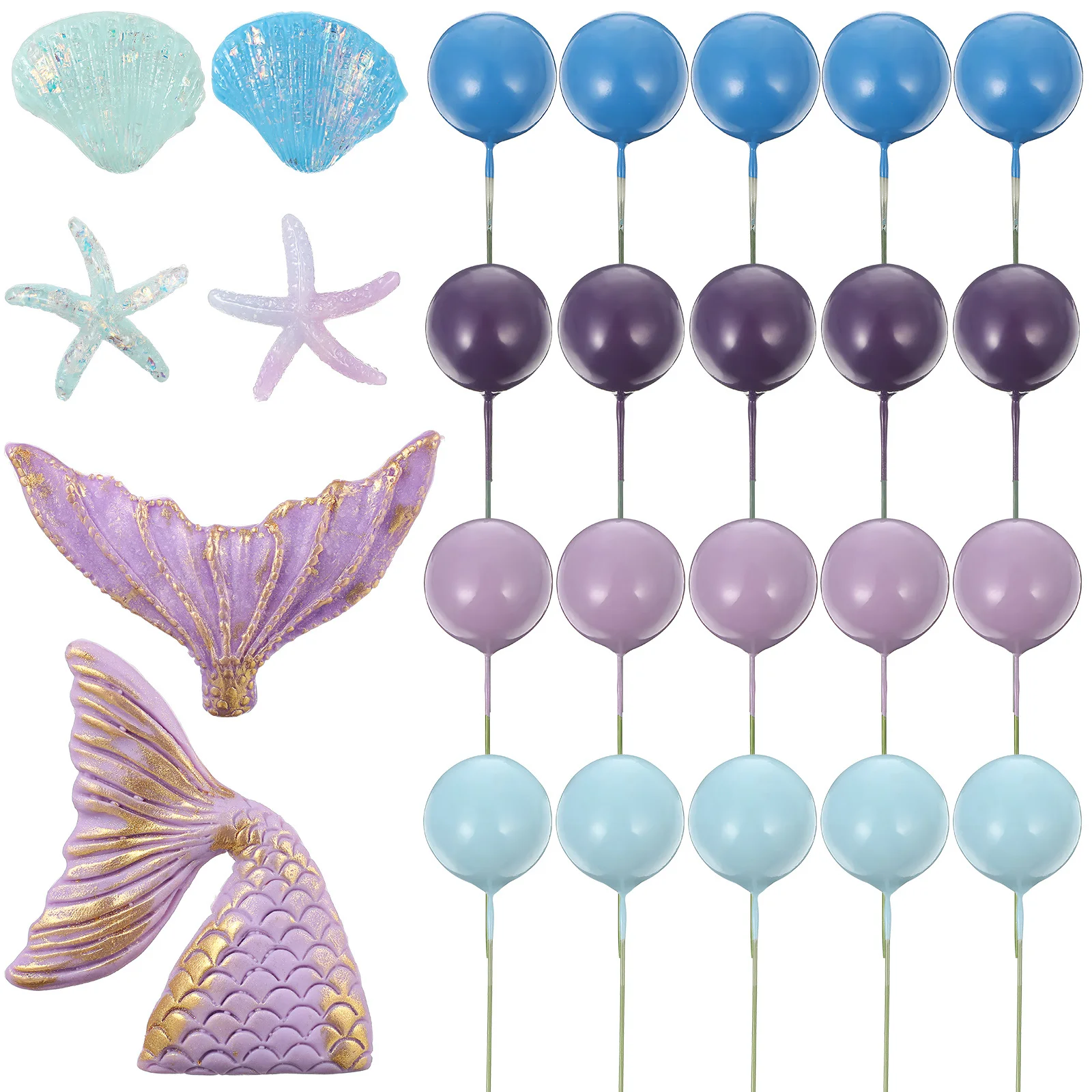 

1 set 1 Set Mermaid Toppers Inserts Sea Themed Decorations Birthday Party Supplies Balloon Cupcake Picks Mermaid Decor Cake