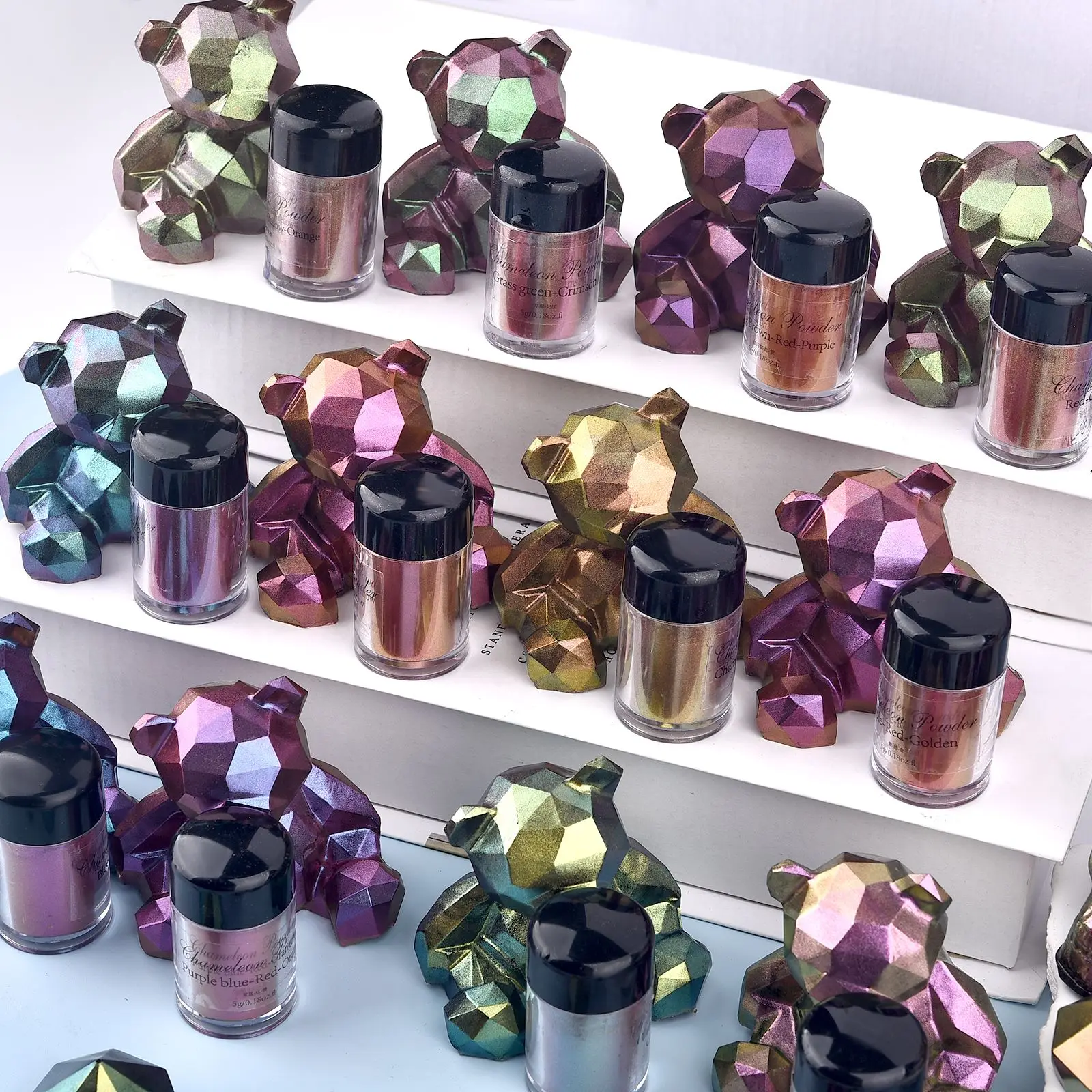 صبغة راتنج الحرباء اللامع ، السحر ، تغير اللون ، اللؤلئ ، البودرة ، فن الأظافر ذاتي الصنع ، ظلال العيون ، والأشعة تحت البنفسجية ، والإيبوكسي ، وصناعة المجوهرات #3