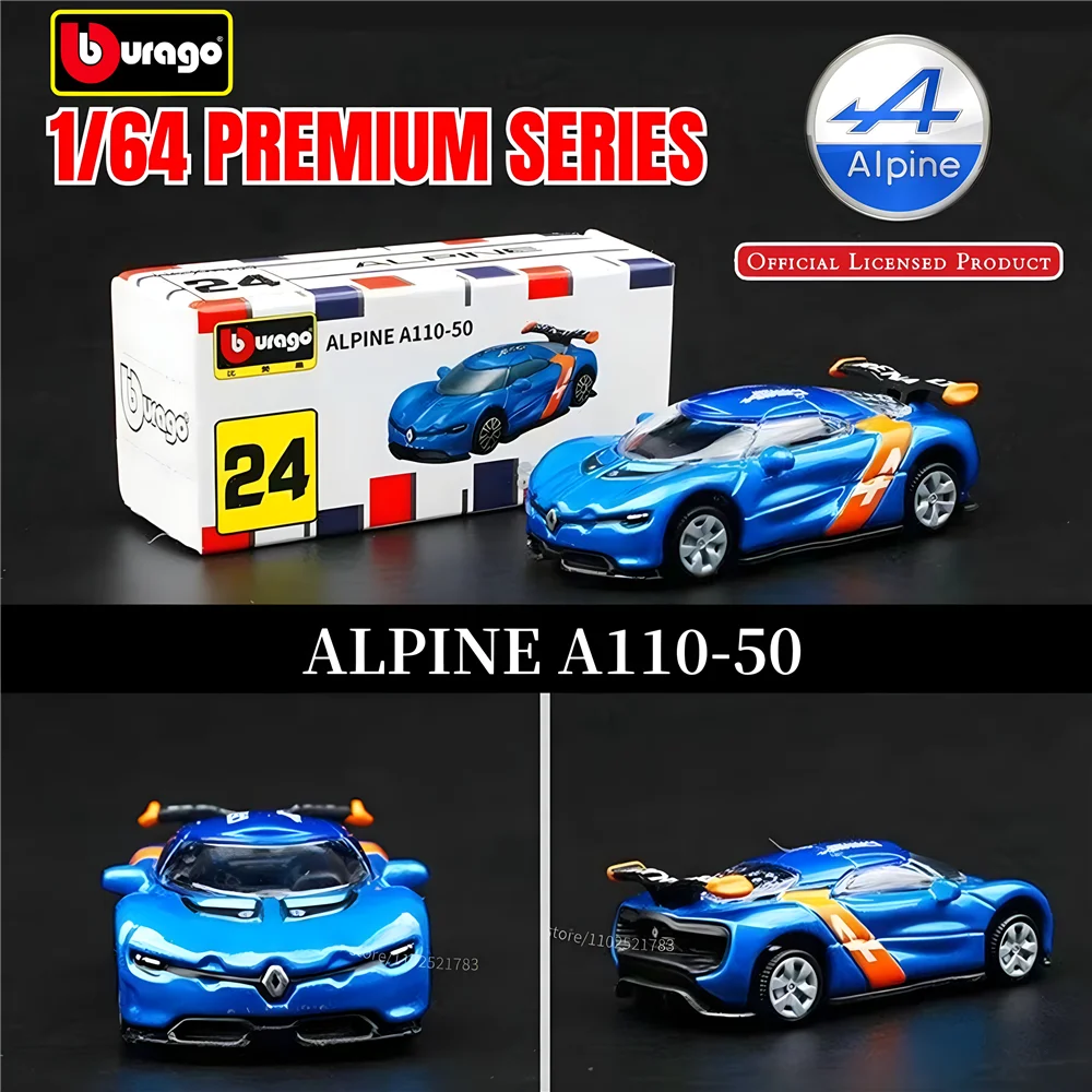 Bburago 1:64 Renault Alpine A110-50 Replica Car Model, Scale Mercedes Audi Porsche Bugatti Diecast Miniature Art Kid Boy Toy