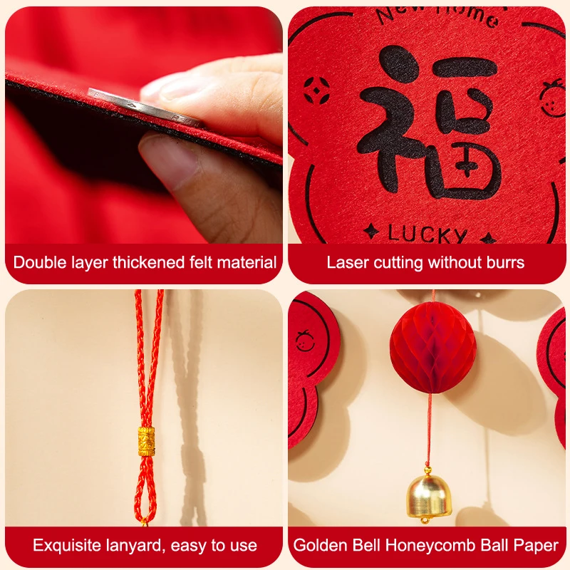 النمط الصيني الحصان سنة الجدار المعلقات غير المنسوجة مقابض الأبواب التقليدية المعلقات نعمة مع شرابة 1 قطعة #4