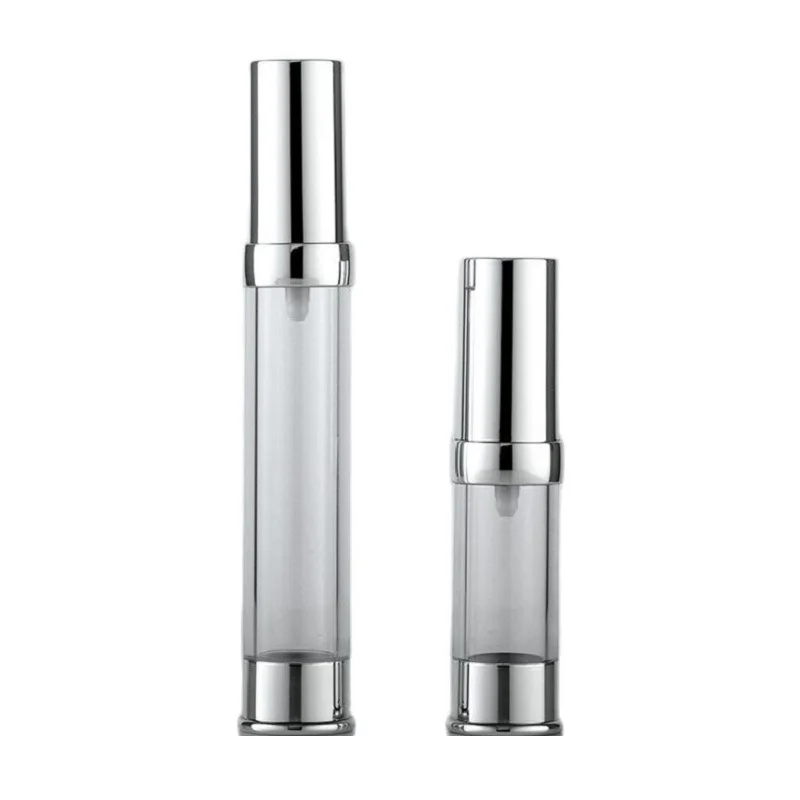 20pcs Vacuum Bottle Clear Plastic Skin Care 10 ml 15 ml 20 ml 30 ml Sliver Lotion Pump Refillable Luxury Empty Airless Bottles