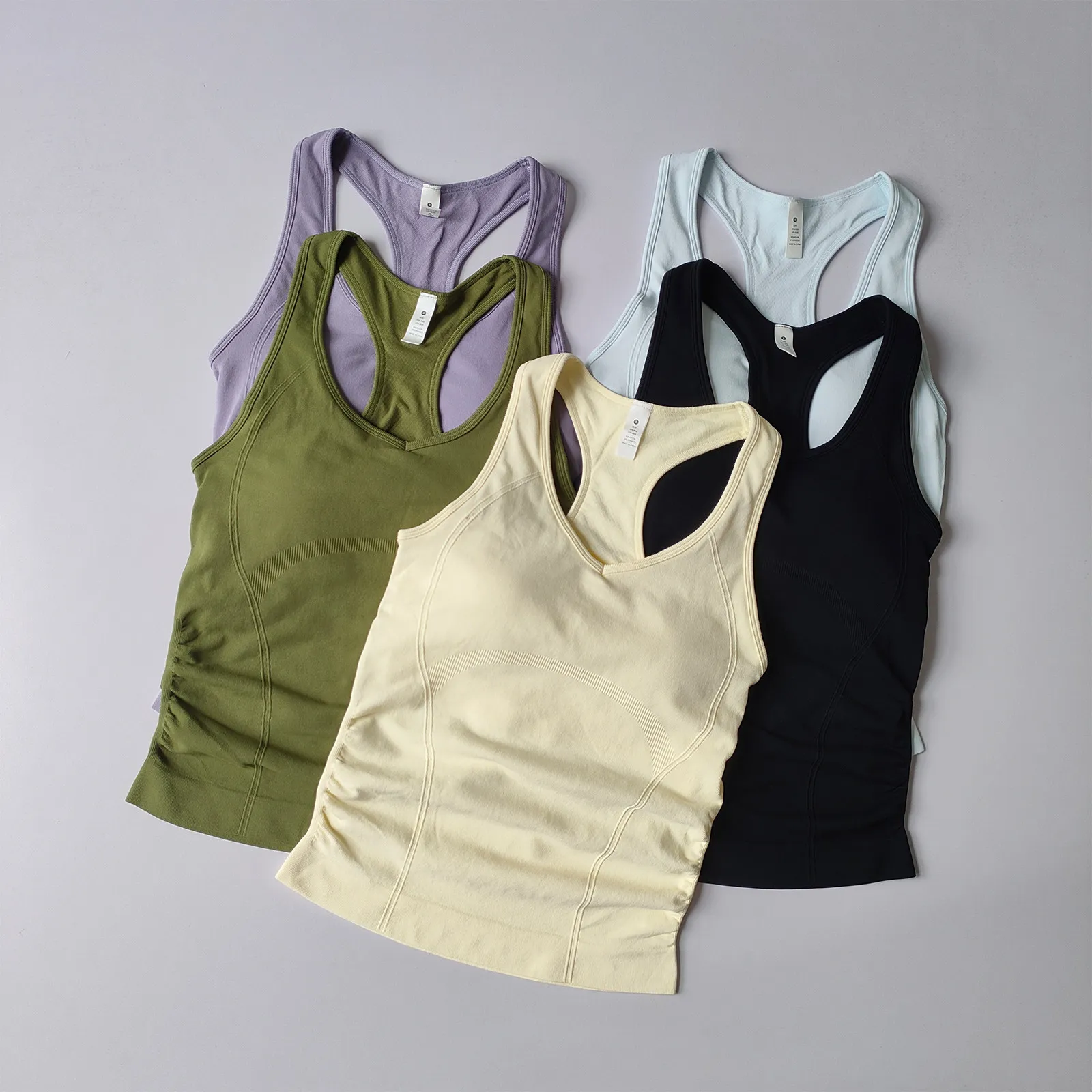 Damen Racer-Back Yoga-Top mit Brustpolster, schnelltrocknend, elastisch, ärmellos, Sporttop für Lauftraining und Fitnesskleidung – Detail 13