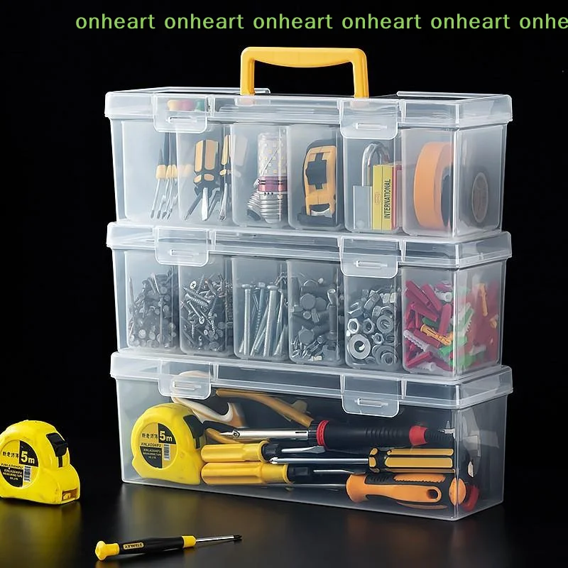 [C]7 Pack Clear Tool Organizer with Dividers Plastic Storage Set for Electronic Parts Nuts Bolts Beads Garage Workshop