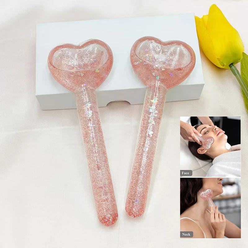 Ice Globes For Facials Cooling Heart Shape Beauty Balls For Women Face Roller Compress Ice Ball Eye Massager Freezer Globes Tool