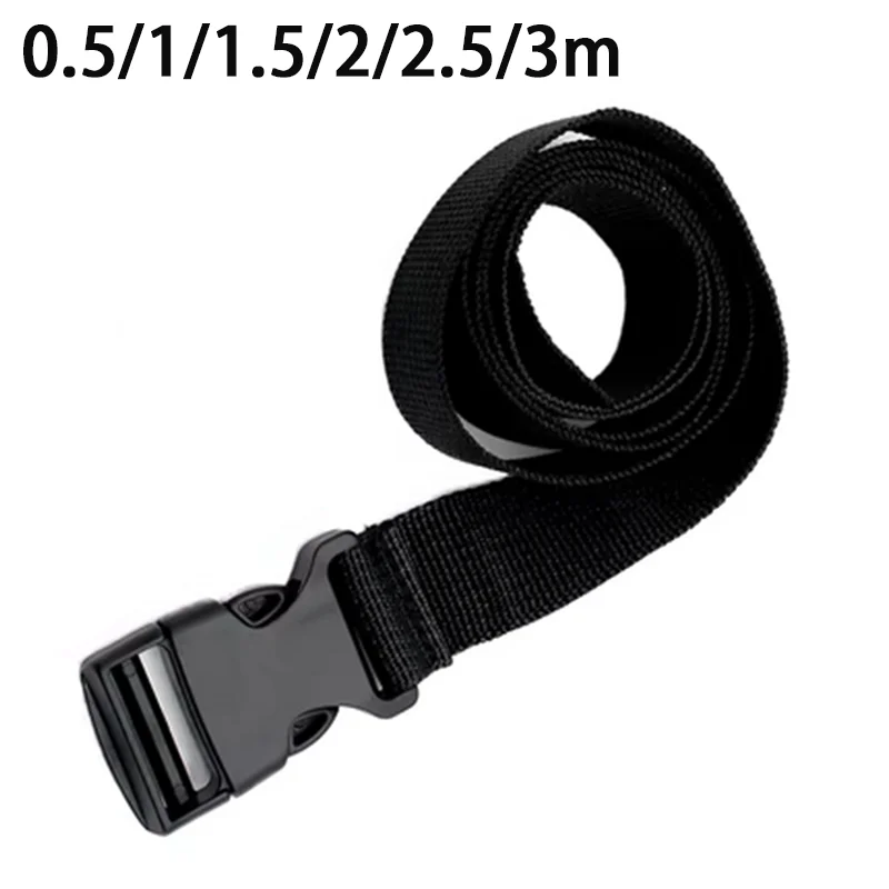 0.5-3M Travel Tied Black Durable Nylon Cargo Tie Down Luggage Lash Belt Strap With Cam Buckle Travel Kits Outdoor Camping Tool