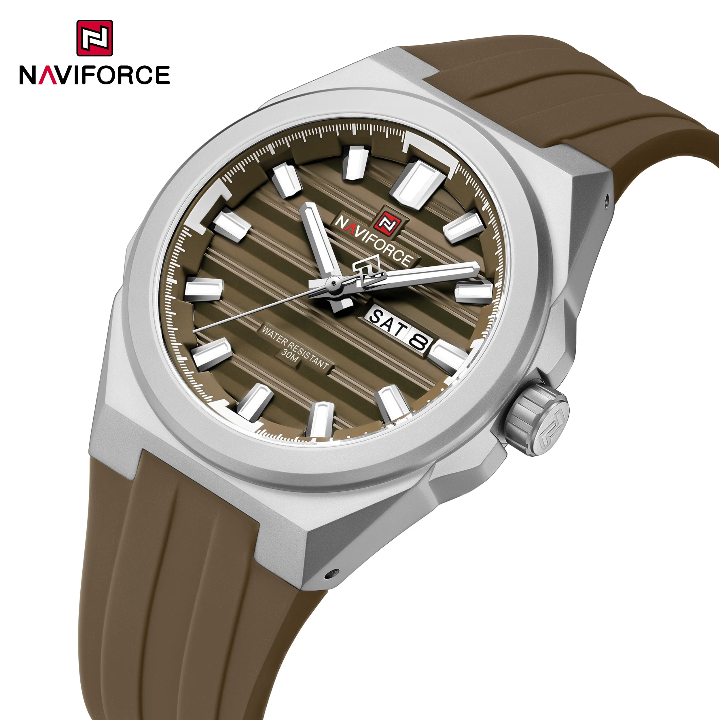 NAVIFORCE NF9279 Men's Quartz Watch Calendar Luminous Hands Watch Silicone Strap 30M Waterproof Sports Watches