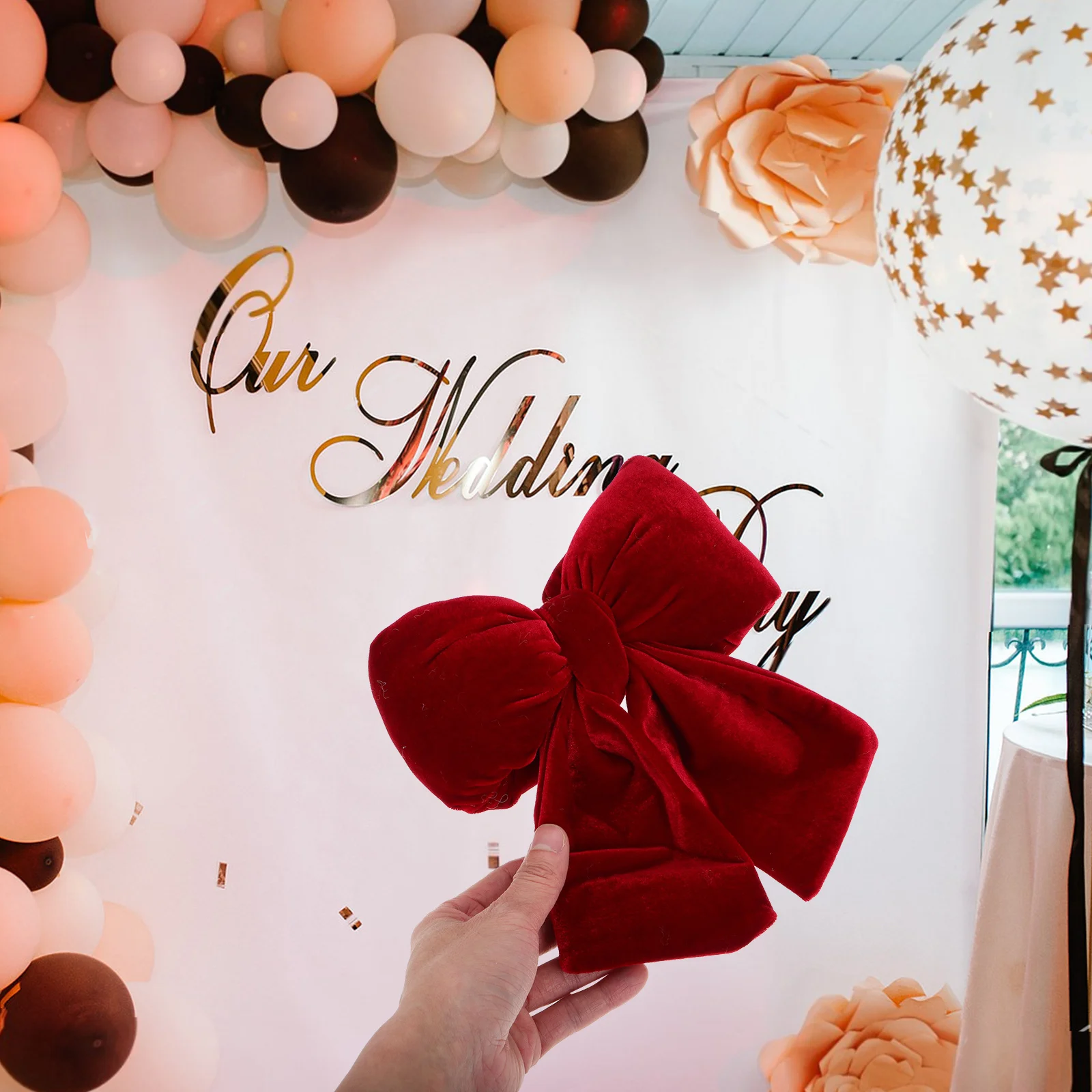 

Large Red Christmas Bow Wall Decorative Ornament For Home Wedding Party Xmas Tree Topper Wreath Garland Staircase Rustic Craft