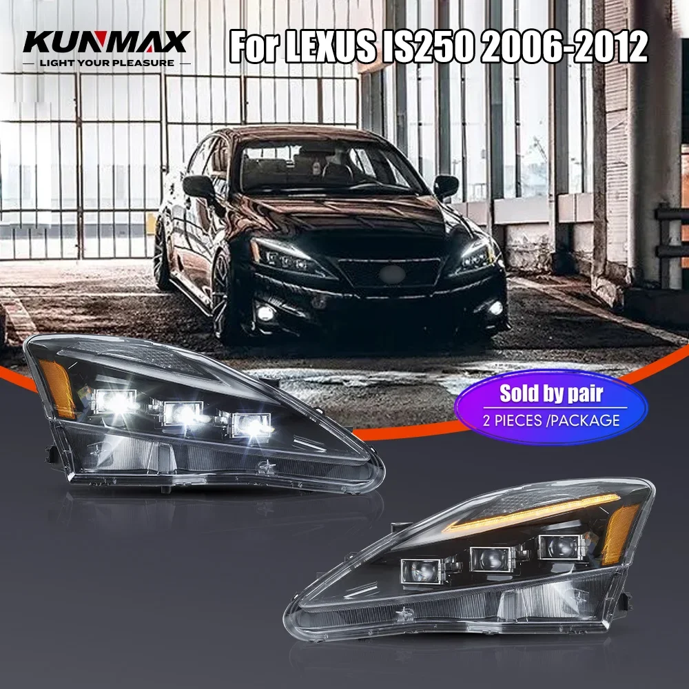 

Пара светодиодных автомобильных фар в сборе для LEXUS IS250 2006-2012, передняя фара, DRL, указатель поворота, фары Plug and Play