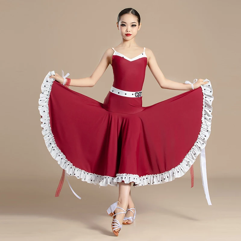 

Girls Ballroom Dancing Clothes Sleeveless Leotard Skirt Rumba ChaCha Competition Dresses Tango Waltz Performance Dress VDB8008