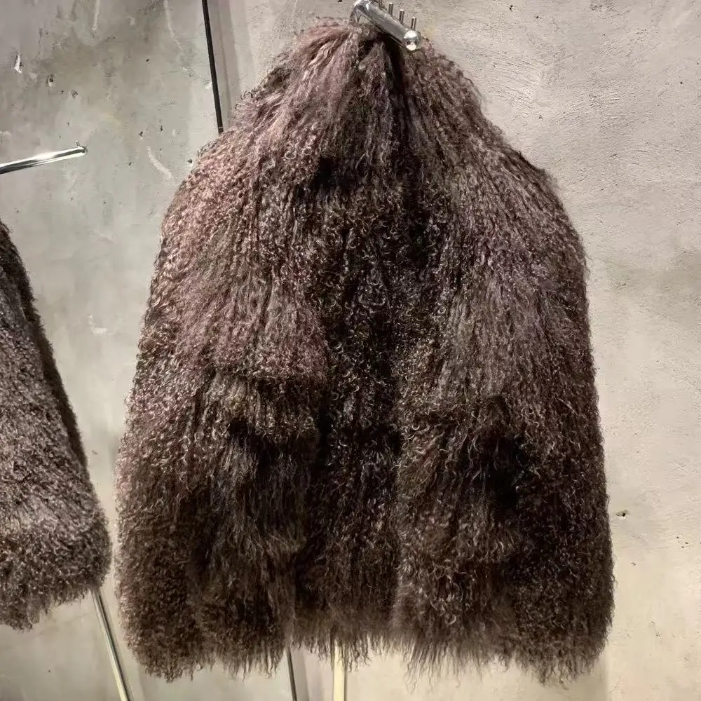 2025 Manteau De Fourrure De Mouton Bordeaux Mongol, Tissu Chaud D'Hiver En Vraie Fourrure, Vêtements En Fourrure De Mouton Natur