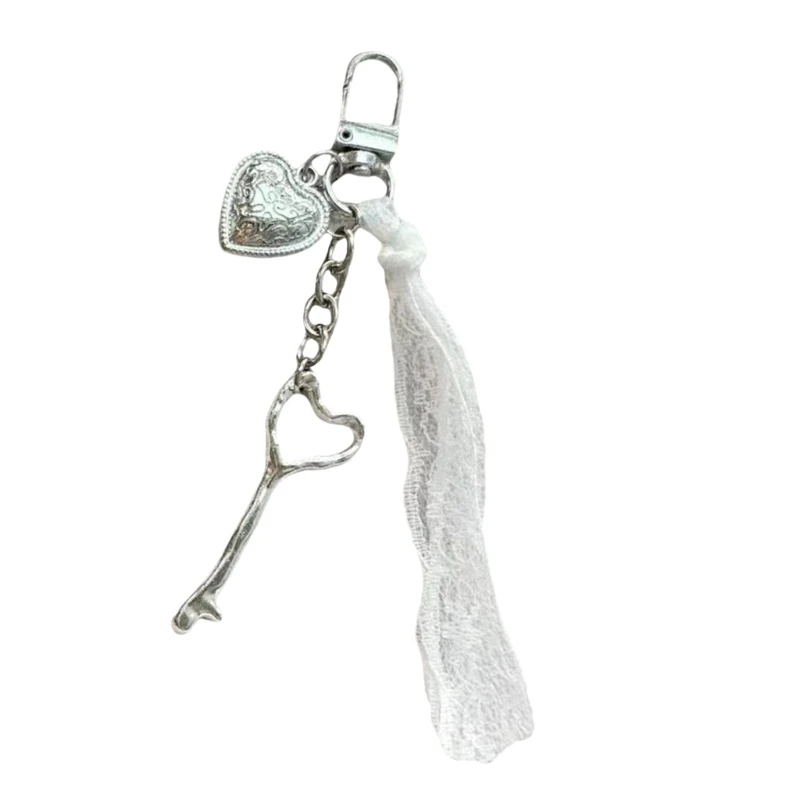

652F Fashionable Heart Shaped Key Ring With Intricate Lace Detailing Lightweight Sturdy Key Organizers For Ladies