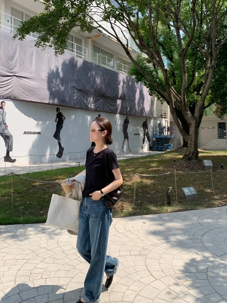 

Футболка Landbeige Soft ort Sve T-irt для осени и зимы, многослойная, повседневная, свободного кроя, женская, хлопковая, базовая, с круглым вырезом